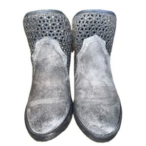 👢CIRCLE G *NIB* Western Cowboy Boots Gray Leather Cutout Ankle | Women's US 8